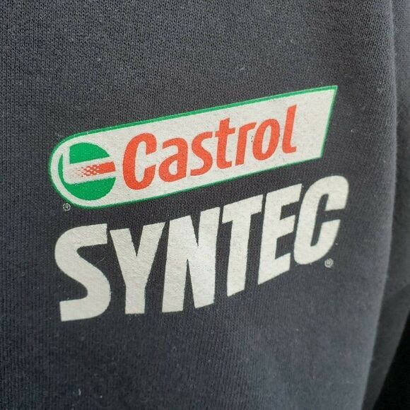 Russell Athletic Castrol Syntex Large Graphic L Vintage 90s Black Sweatshirt USA - Picture 8 of 10
